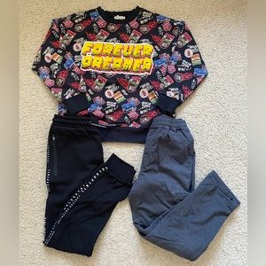 Bundle Lot 3 Zara Uniqlo Kids Boys Outfit Sweatshirt Pants Size 10 L